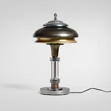 Markel, Table lamp, c. 1935, chrome-plated and anodized metal, Bakelite