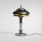 Markel, Table lamp, c. 1935, chrome-plated and anodized metal, Bakelite