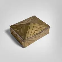 Hinged box by Jennings Bros. Mfg. Co., c. 1925, bronze, resin, sold Nov 2025