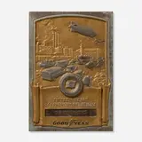 Medallic Art Co., Goodyear advertising plaque, c. 1935, enameled steel, copper