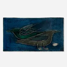 Wall plaque by Rut Bryk, c. 1955, glazed stoneware, sold Nov 2025