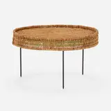 Gen'ichirō Inokuma, Coffee table, c. 1962, woven akebi vines, bamboo, enameled steel