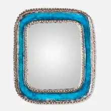 Irma Yourstone, Wall mirror, c. 1965, glazed earthenware, glass