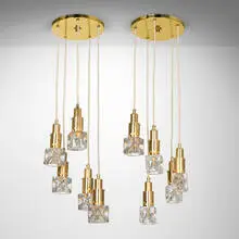 Anette André-Pillois, Chandeliers, pair, c. 1970, brass, molded glass