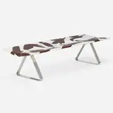 Yves Béhar, Bench, c. 2020, stained and lacquered walnut, stainless steel
