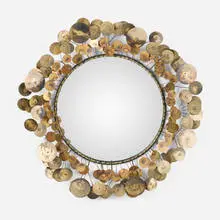 C. Jeré, Raindrops wall mirror, c. 1970, patinated brass, mirrored glass