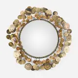 C. Jeré, Raindrops wall mirror, c. 1970, patinated brass, mirrored glass