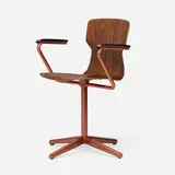 SoliWood, Swivel armchair, fruitwood veneer over plywood, powder-coated steel, plastic