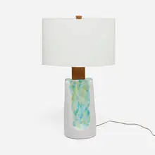 Gordon and Jane Martz, Table lamp, c. 1960, glazed stoneware, wood, linen shade