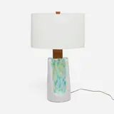 Gordon and Jane Martz, Table lamp, c. 1960, glazed stoneware, wood, linen shade