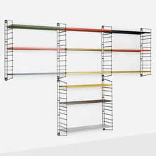 Adriaan Dekker, Adjustable wall shelves, c. 1965, enameled steel
