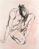 Donald Hamilton Fraser Ra, Seated dancer, charcoal and pastel