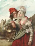 Ra William Etty, Flemish courtship, oil on panel