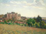 Abel Louis Alphonse Lauvray, 'Village de Luynes avec son château', oil on board laid to canvas