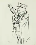 Er gab ihnen die Ehre wieder. Der Reichspräsident. by George Grosz, Um 1936, Tuschfeder auf leichtem Karton, sold Jun 2010