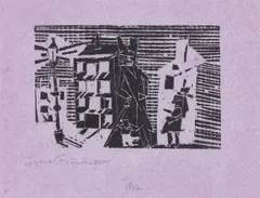 Lyonel Feininger, Nacht, 1918, Holzschnitt auf violettfarbenem Seidenpapier
