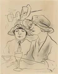 Rudolf Schlichter, Verona-Diele, 1923, Tusche auf chamoisfarbenem Papier