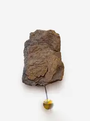 Clock Rock (lava) by Klaus Weber, 2019, Vulkangestein, Pendel, Holzstab, Pendelantrieb, sold May 2022