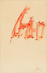 Markus Prachensky, Ohne Titel (aus der Serie „Solitude“), 1965, Tusche in Rot auf Papier