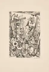 Max Beckmann, Der große Mann, 1921, Kaltnadel auf elfenbeinfarbenem festem Japan