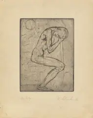 Der Pilger by Wilhelm Lehmbruck, 1912, Kaltnadel auf cremefarbenem Velin, sold Jul 2025