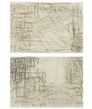 Günther Förg, Engadin, 1997, 2 Papierarbeiten: Jeweils Aquarell und Kreide auf Papier