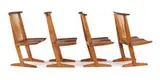 Conoid Chairs (14) by George and Mira Nakashima, American black walnut, hickory spindles, sold Oct 2012