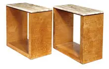 End tables (2) by Samuel Marx, 1941, Burr-maple, marble, sold Oct 2012
