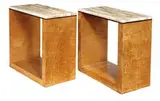 Samuel Marx, End tables (2), 1941, Burr-maple, marble