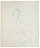 David Hockney, Peter on Bed Seated, 1968, Ink on paper