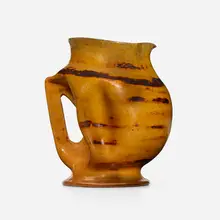 Pitcher by George E. Ohr, 1897-1900, glazed earthenware, sold Jan 2024