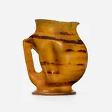 Pitcher by George E. Ohr, 1897-1900, glazed earthenware, sold Jan 2024