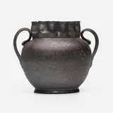 Vase by George E. Ohr, 1897-1900, glazed earthenware, sold Jan 2024