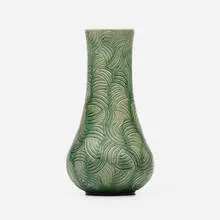 Alexandre Bigot, Tall vase with japonesque carved wave design, c. 1900, microcrystalline matte-glazed stoneware