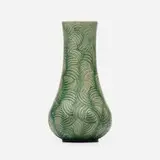 Alexandre Bigot, Tall vase with japonesque carved wave design, c. 1900, microcrystalline matte-glazed stoneware
