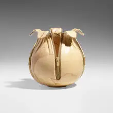 Paul Stafford, Zipper vase, c. 2010, spalted maple, fabric, metal