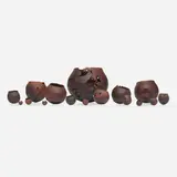 Christian Burchard, Baskets, set of sixteen, c. 2010, madrone burl, rope