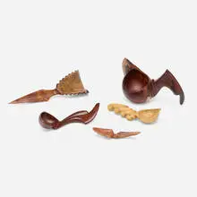 Norm Sartorius, Collection of five spoons, c. 2010, ebony, boxwood, rosewood, rosewood burl