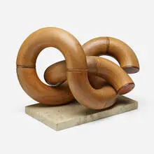 Michael Graham, Table Loop Form #1, 1987, walnut, stone