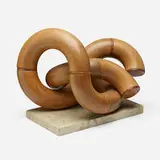 Michael Graham, Table Loop Form #1, 1987, walnut, stone