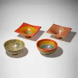 Howard Lewin, Collection of four vases and bowls, 1991, dyed maple