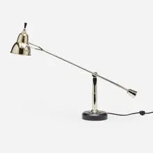 Table lamp by Édouard-Wilfred Buquet, c. 1995, chrome-plated brass, aluminum, painted wood, plastic, sold Nov 2025