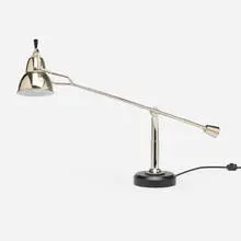 Table lamp by Édouard-Wilfred Buquet, c. 1995, chrome-plated brass, aluminum, painted wood, plastic, sold Nov 2025
