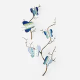 Butterflies on branch, set of two by Bovano of Cheshire, c. 1990, vitreous enamel fused to metal, enameled copper, sold Nov 2025