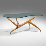 Pierluigi Giordani, Coffee table, c. 1950, Italian walnut, glass, brass