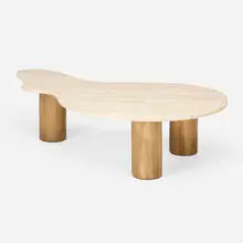 Luca coffee table by Umberto Bellardi Ricci, 2020 / 2022, travertine, hammered bronze over wood, sold Nov 2025