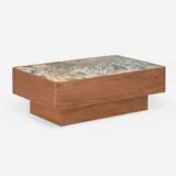 Contemporary, Coffee table, Breche de Vendome honed marble, walnut