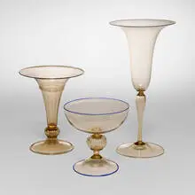Murano, Collection of three Soffiato vases, c. 1930, glass