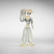 Figural candle holder by Barovier & attribution Toso, c. 1935, glass with gold leaf inclusions, sold Nov 2025