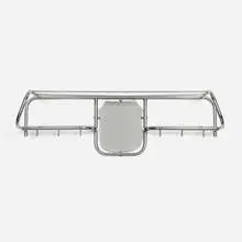 Modern, Wall-mounted coatrack, c. 1955, chrome-plated steel and aluminum, mirrored glass